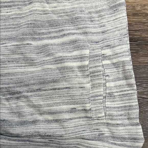 Striped Heathered Gray Hoodie with Blue and Pink Stripes Sleeves - Picture 5 of 9